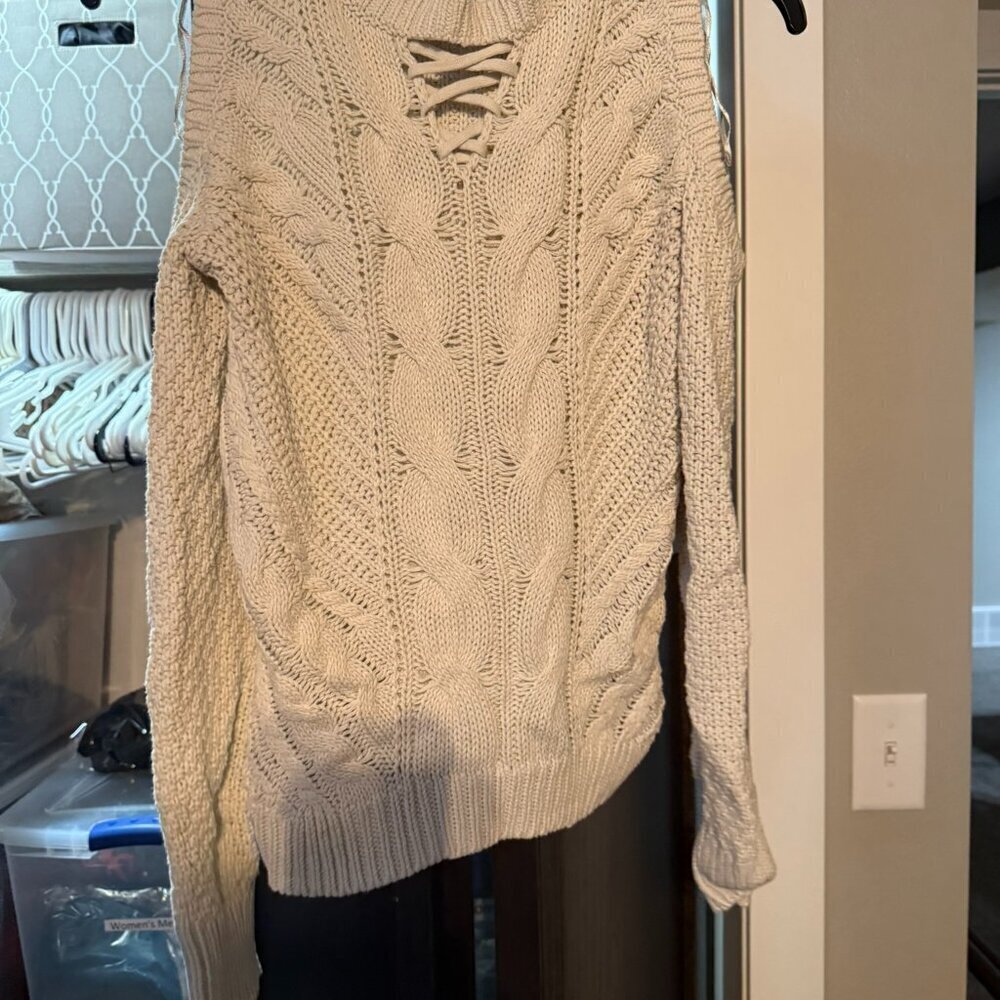 Aeropostale cold-should sweater - cream color